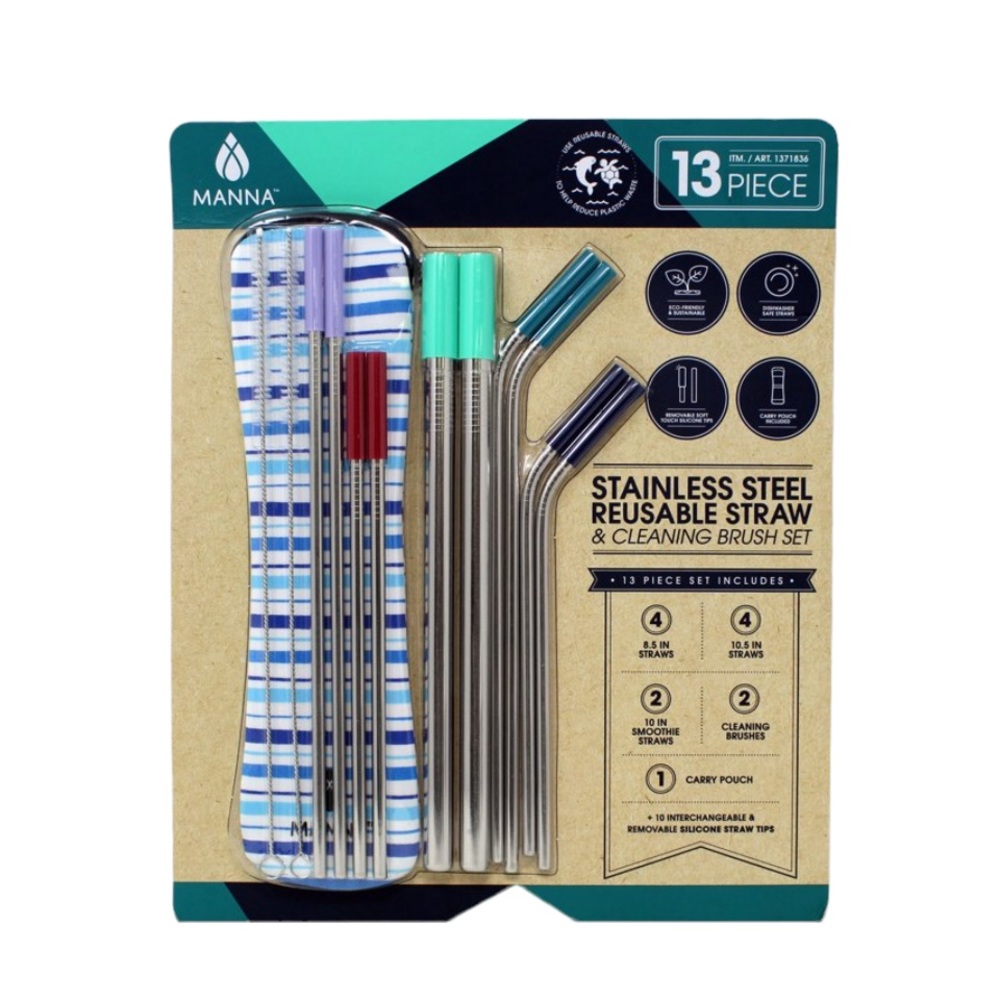 Manna Stainless Steal Reusable Straw Set 13 Piece